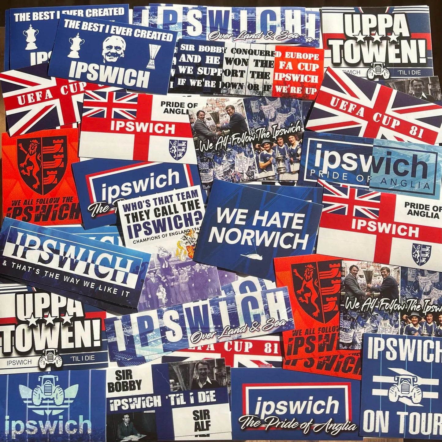 100 x Ipswich Town Stickers - Elite Fan